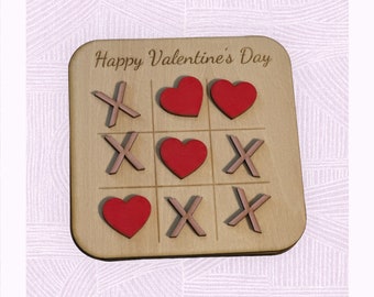 Wood Engraved Tic Tac Toe Board - the perfect Valentine's Day gift