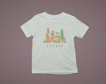 Chicago Skyline Toddler Tee– Block City Design | Soft Toddler Tee