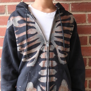 Handmade Bleached Skeleton Hoodie
