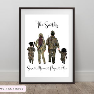 Hunting gift for dad, father's day gift, hunting family, gift from son, gift from daughter, illustration, father and son, gone hunting