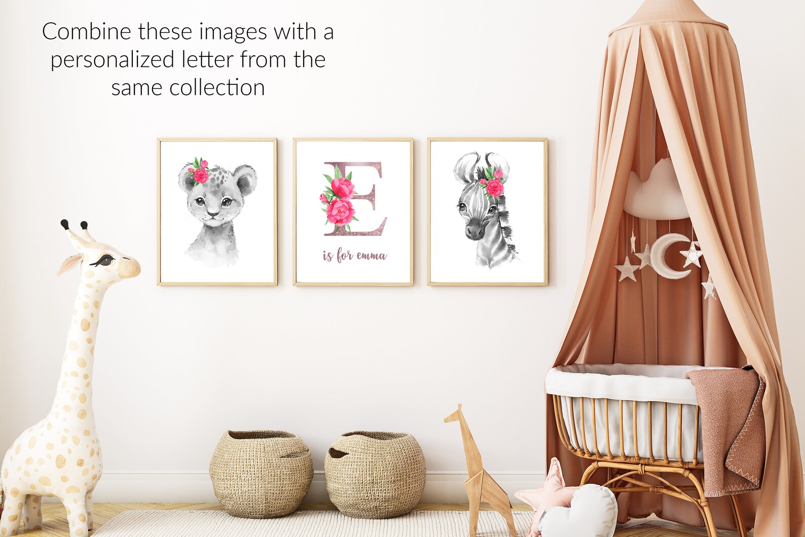 Safari Animals Baby Girls Nursery Set Safari Nursery Decor