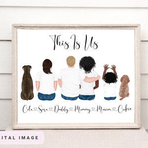 Custom sitting family DIGITAL portrait, custom illustration, family art, family illustration, kids, toddler