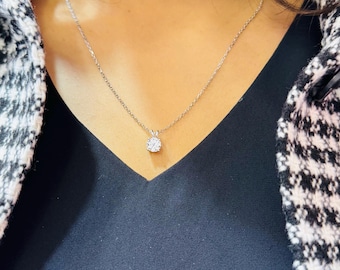 Collana con solitario Moissanite VVS1 in argento sterling 925 / Ciondolo o set con diamanti creati in laboratorio / Regalo minimalista per lei
