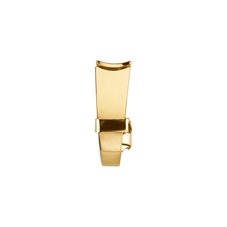 May include: A gold-colored metal watch band spring bar tool.