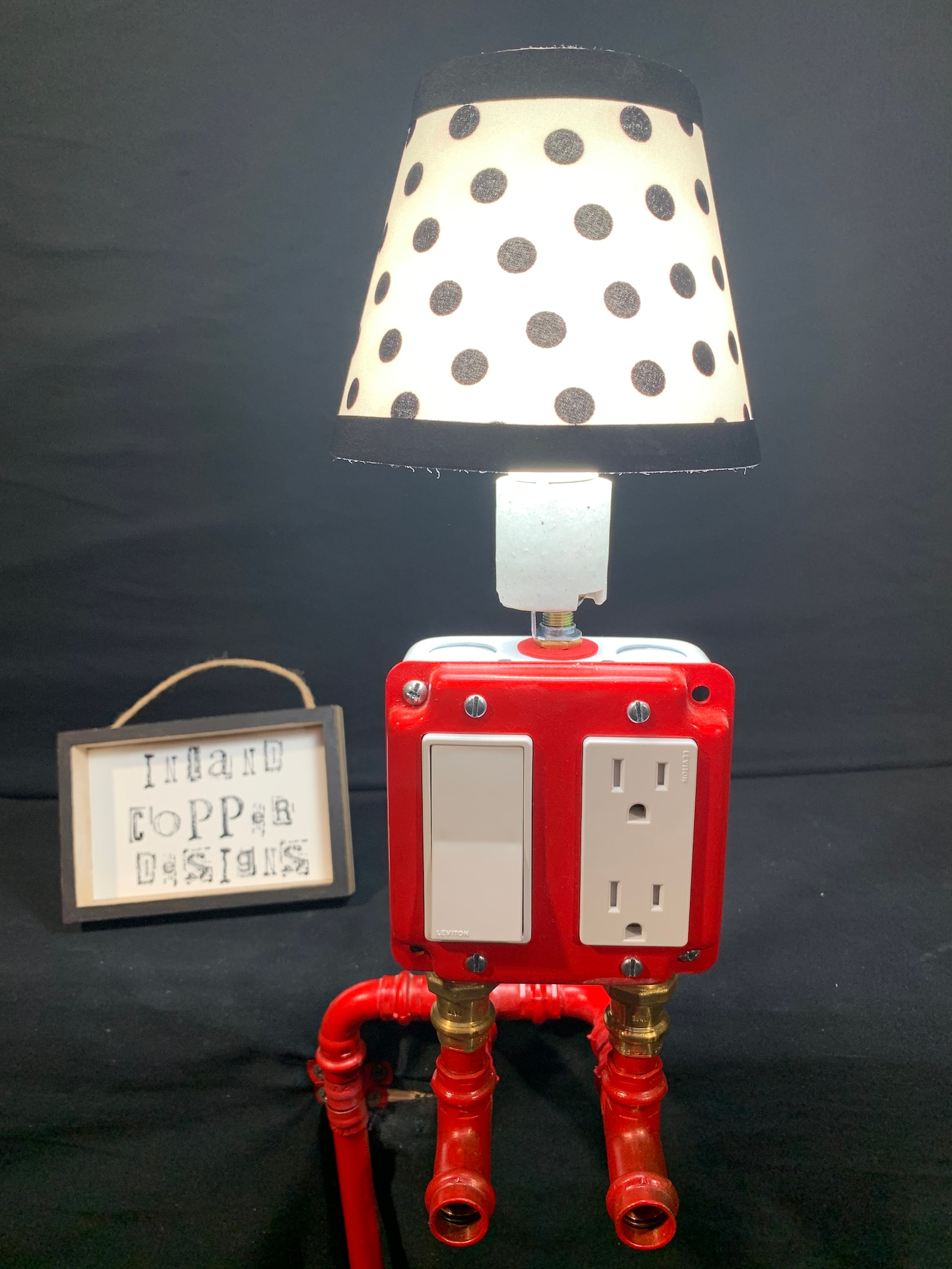 Red Copper Lamp Handmade Industrial With Outlet and Shade. Etsy