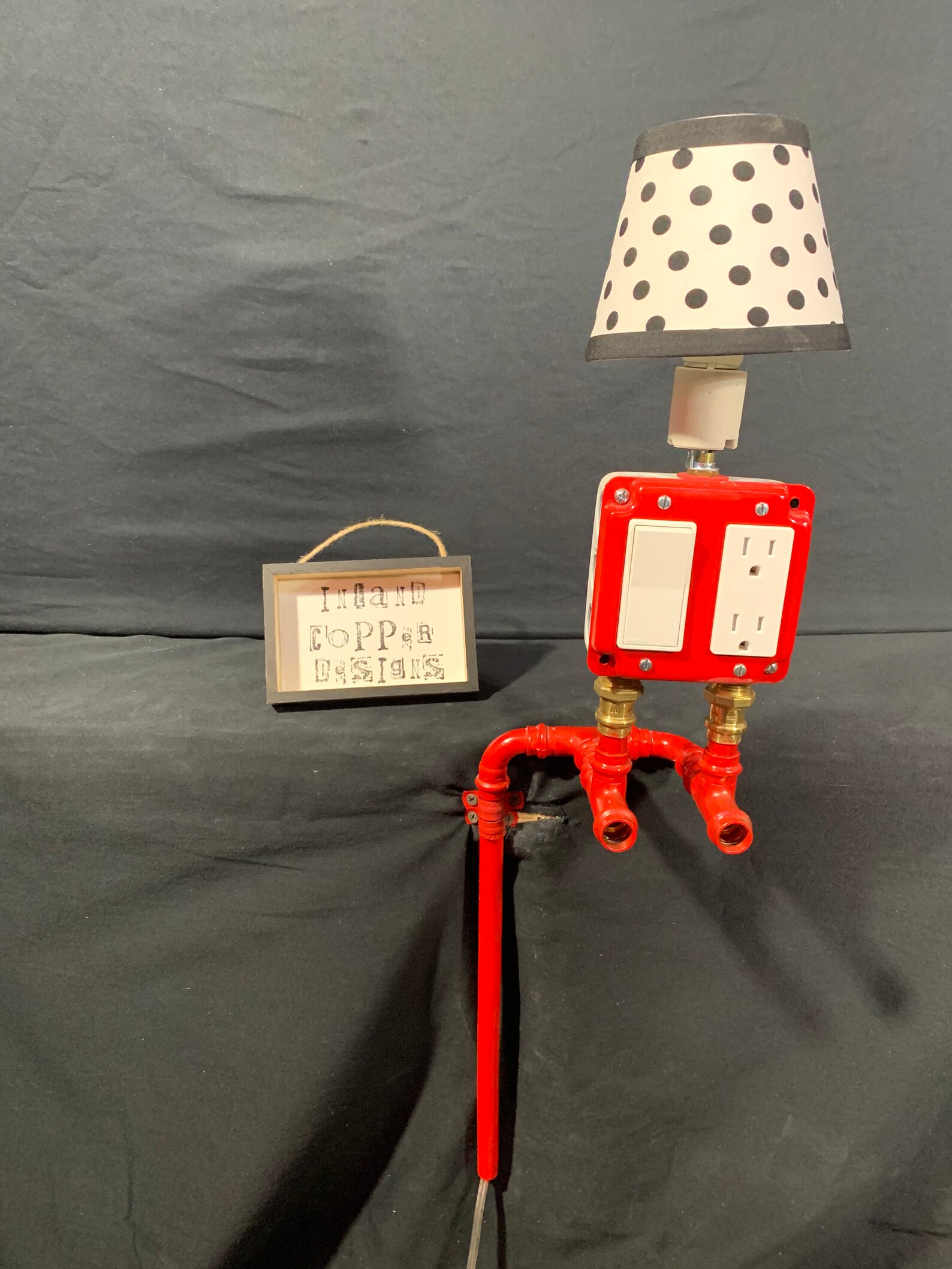 Red Copper Lamp Handmade Industrial With Outlet and Shade. Etsy