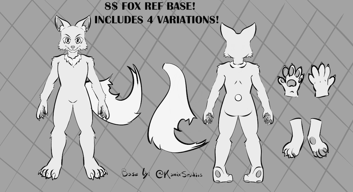 Fox Base Furry Reference Sheet Base 4 Variations Furry OC - Etsy