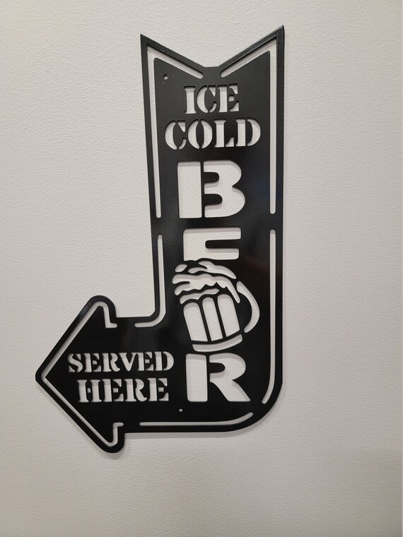 Ice Cold Beer Served Here Metal Wall Sign Etsy