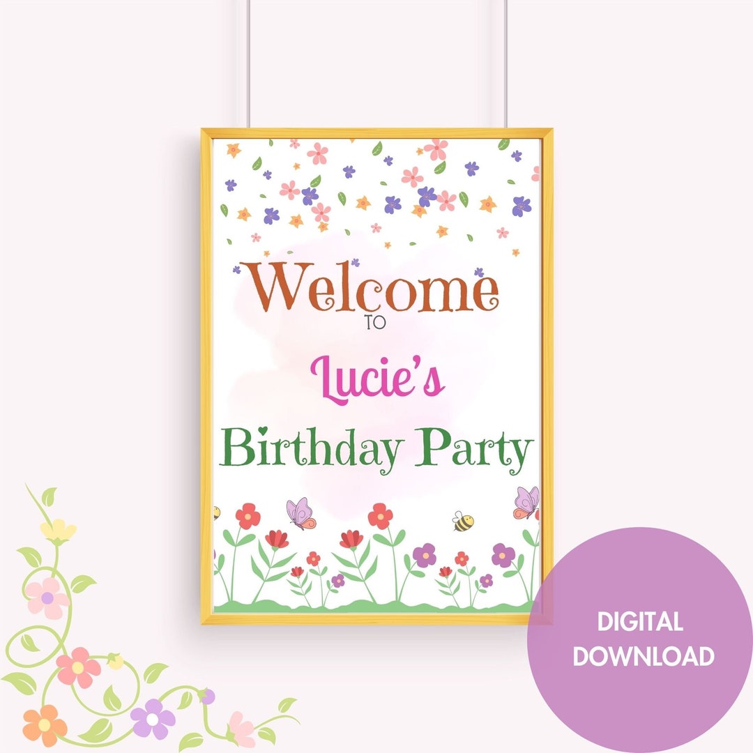 Spring Floral Birthday Welcome Sign, Floral Birthday Party, Floral ...