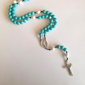 Miraculous Medal Rosary - Howlite Imitation | Rosary Box