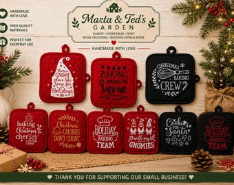 Christmas Pot Holder Gift Set | Handmade Holiday Pot Holders | Funny Christmas Kitchen Decor | Holiday Baking Gift | Oven Pot Holder |