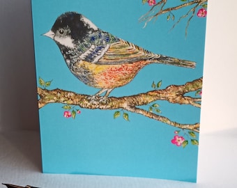 Bird Design Notecard, with envelope, printed from my original watercolour art