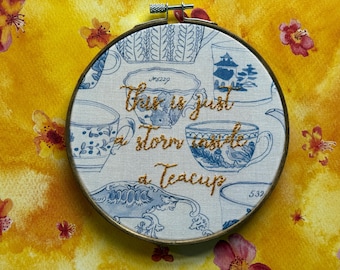 This Is Just a Storm Inside a Teacup: Made to Order Embroidery Hoop, TS Lyric Art