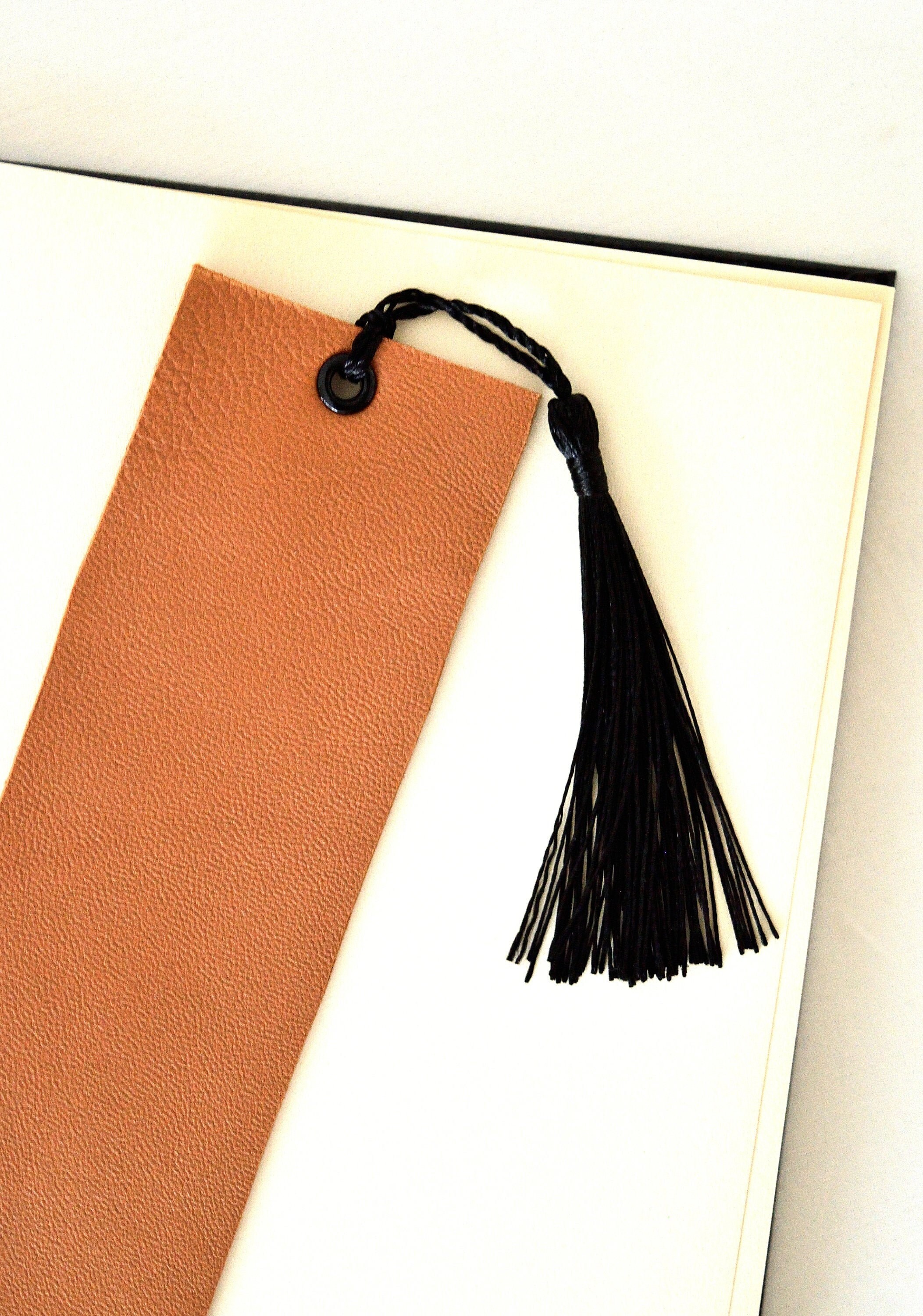 Handmade Leather Bookmark With Tassel, Brown Camel Marker for Your