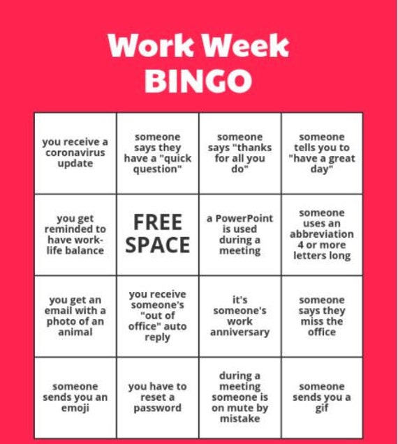 Work Week Virtual BINGO Cards 30 Unique Virtual BINGO Cards. Etsy Work Week Virtual BINGO Cards 30 Unique Virtual BINGO Cards. Etsy