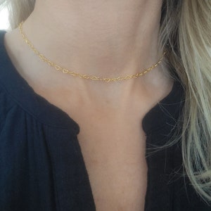 Gold Heart Link Choker, Rose Gold Heart Choker, Silver Heart Choker, Everyday necklace, Dainty Necklace, Layering Necklace, Gift for her image 2