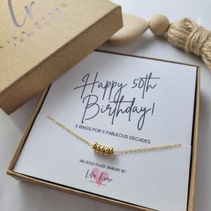 50th Birthday Necklace, Fifty, Fiftieth, Dainty Necklace, 50th Gift, 14K Gold filled, Sterling Silver, Gift for 50 years, Birthday Jewelry