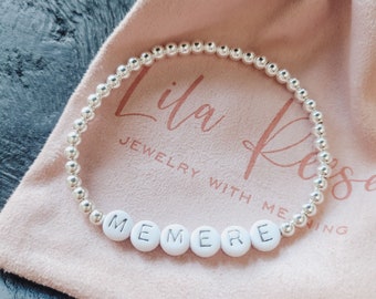 Sterling silver beaded bracelet, ball bracelet, personalized bracelet, custom word bracelet, name bracelet, mothers bracelet, gift for her