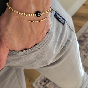 Evil Eye Ball Bracelet, lucky evil eye bracelet, 14k Gold Filled/sterling Silver Bracelet, Stretch Stacking Bracelet, Gift for her