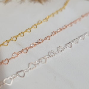 Gold Heart Link Choker, Rose Gold Heart Choker, Silver Heart Choker, Everyday necklace, Dainty Necklace, Layering Necklace, Gift for her image 3