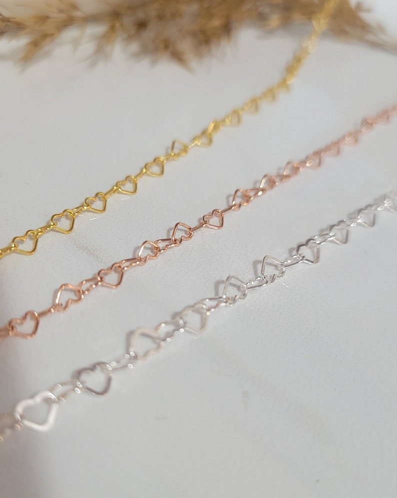 Gold Heart Link Choker, Rose Gold Heart Choker, Silver Heart Choker, Everyday necklace, Dainty Necklace, Layering Necklace, Gift for her image 3