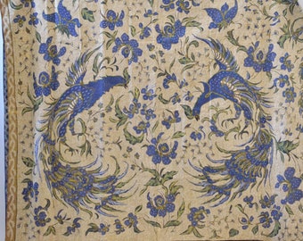 1960 Tjoa Siang Gwan Dancing Phoenix Orchid Indonesia Vintage Batik Tulis Hand Drawn Peranakan Tiga Negeri Antique Oriental Tapestry Textile