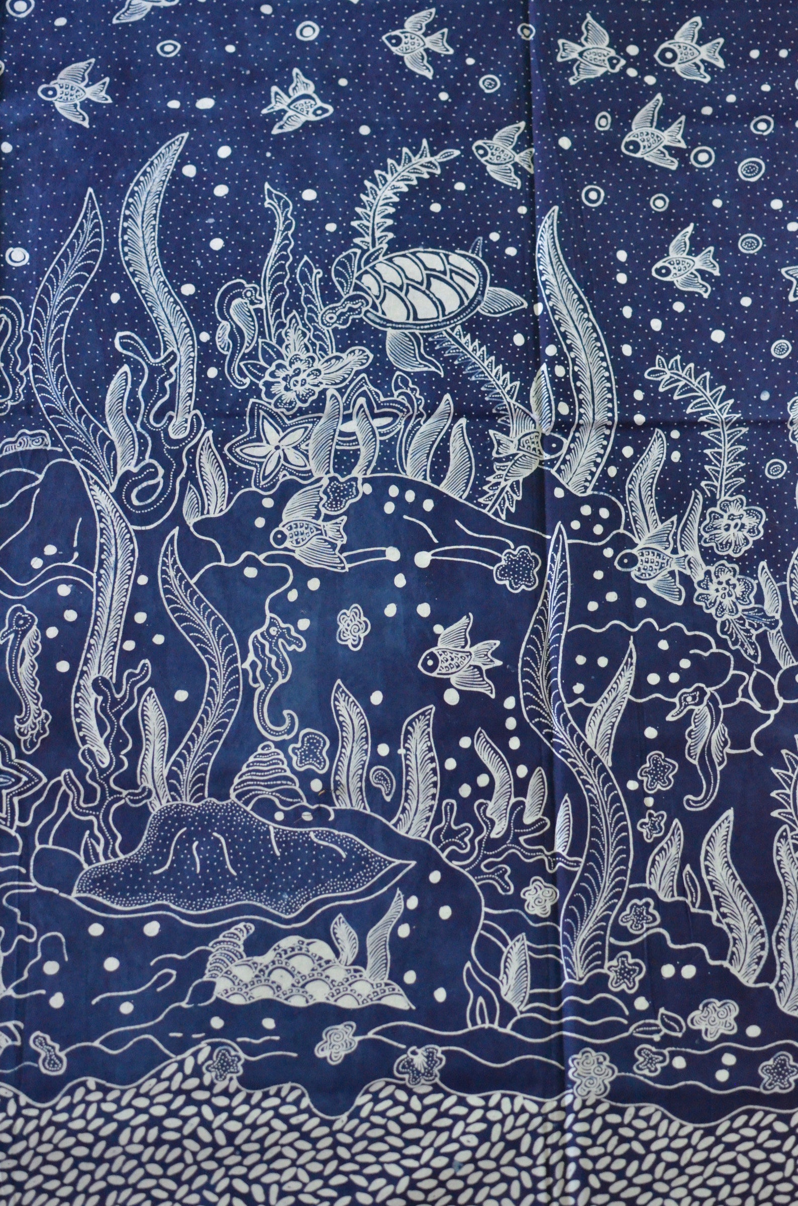 Underwater Natural Dye Hand Drawn Indonesian Batik Fabric Etsy