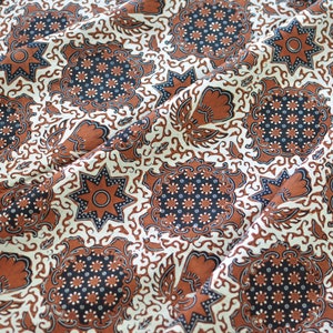 Javanese Indonesian Batik Tulis Hand Drawn Stamped Brown Classic Balinese Sarong Geometric Ethnic Unisex Men Neutral Peranakan Beach Wrap