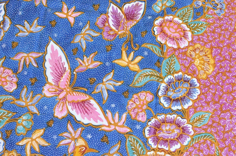 Hokokai Authentic Hand Drawn Indonesian Batik Tulis Fabric Peacock Butterfly Sarong Peranakan Javanese Balinese Oriental Tapestry