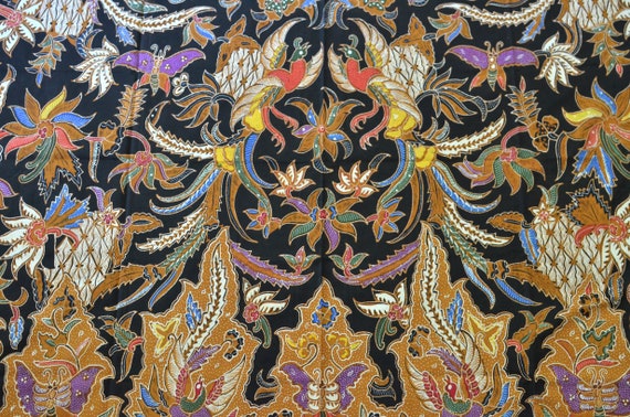 Tropical Bird of Paradise Hand Drawn Indonesian Batik Tulis Fabric