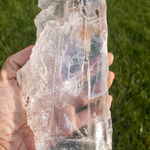 Gorgeous 1.4 LB Large Clear Selenite Crystal Slab, Charging Plate, Selenite, Selenite Crystal Plate