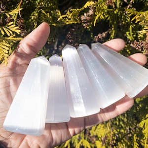 Selenite Hexagon Crystal Tower (1) One,Selenite, Selenite Crystal Tower, Selenite, Crystal Point, Home Decor, Healing Crystal, Satin Spar