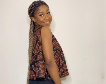African Print Top/ Flared Crop Top/ Ankara top/ Chitenge Top/ Cotton top