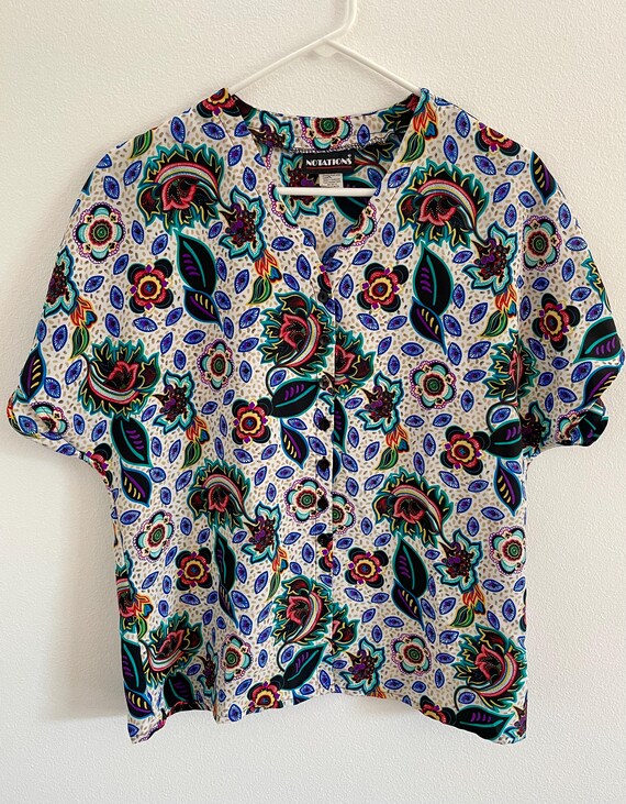 Notations Short Sleeve Colorful Button Size 12 - image 1