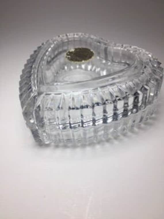 24 Lead Crystal Heart Shaped Jewelry/trinket Box Etsy
