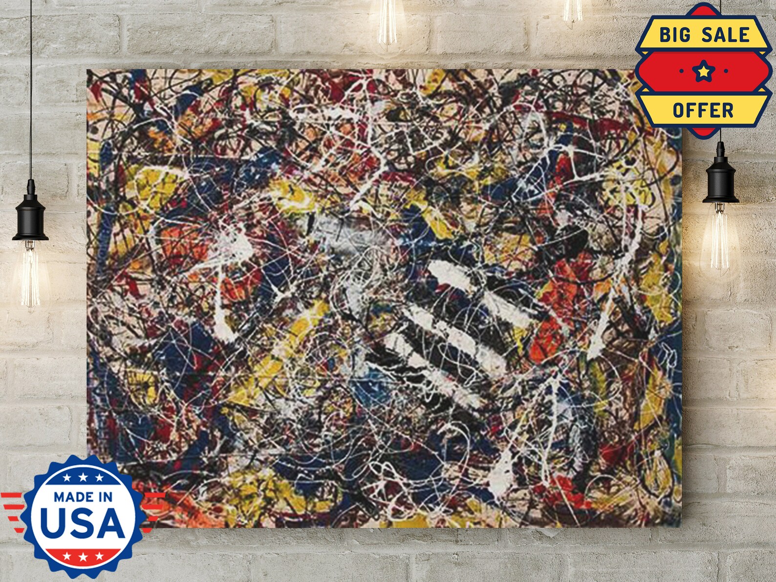 Jackson Pollock Number 17A Canvas Vintage Canvas Art Etsy