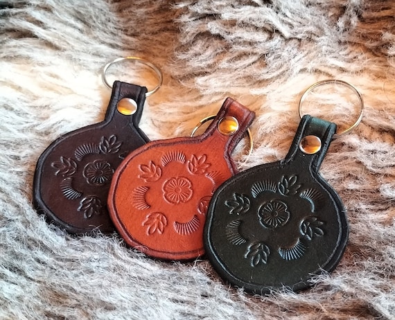 Stamped leather best sale keychain