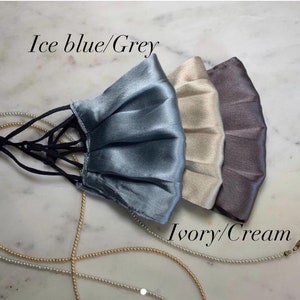 Wedding Mask 100% Mulberry Silk - Face Mask- Ultra Soft - Free Shipping - Adjustable Pleated Mask - Double Layered