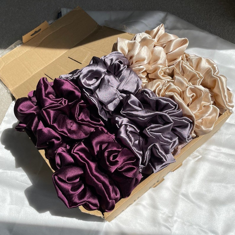 100% Mulberry Silk Hair Scrunchie,Silk Hair Tie, Silk Gift image 1