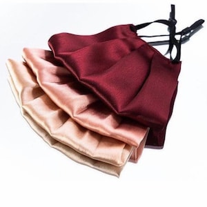 Wedding Mask 100% Mulberry Silk - Face Mask- Ultra Soft - Free Shipping  - Adjustable Pleated Mask - Double Layered