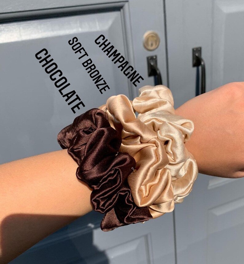 100% Mulberry Silk Hair Scrunchie,Silk Hair Tie, Silk Gift Soft Bronze