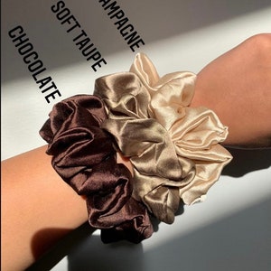 100% Mulberry Silk Hair Scrunchie,Silk Hair Tie, Silk Gift Soft Taupe