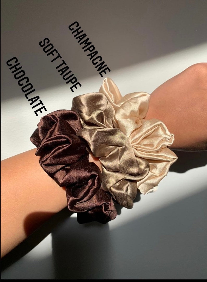 100% Mulberry Silk Hair Scrunchie,Silk Hair Tie, Silk Gift Soft Taupe