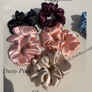 100% Mulberry Silk Hair Scrunchie,Silk Hair Tie, Silk Gift Blush Pink/Rose Gold