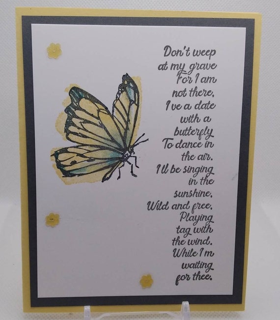 Beautiful sympathy card. Butterfly poem. Etsy