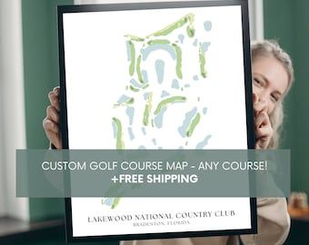 Impresión de mapa de campo de golf personalizado / Regalo personalizado para amantes del golf