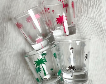Personalized Palm Tree Shot Glass | Beach Bachelorette Party Favors