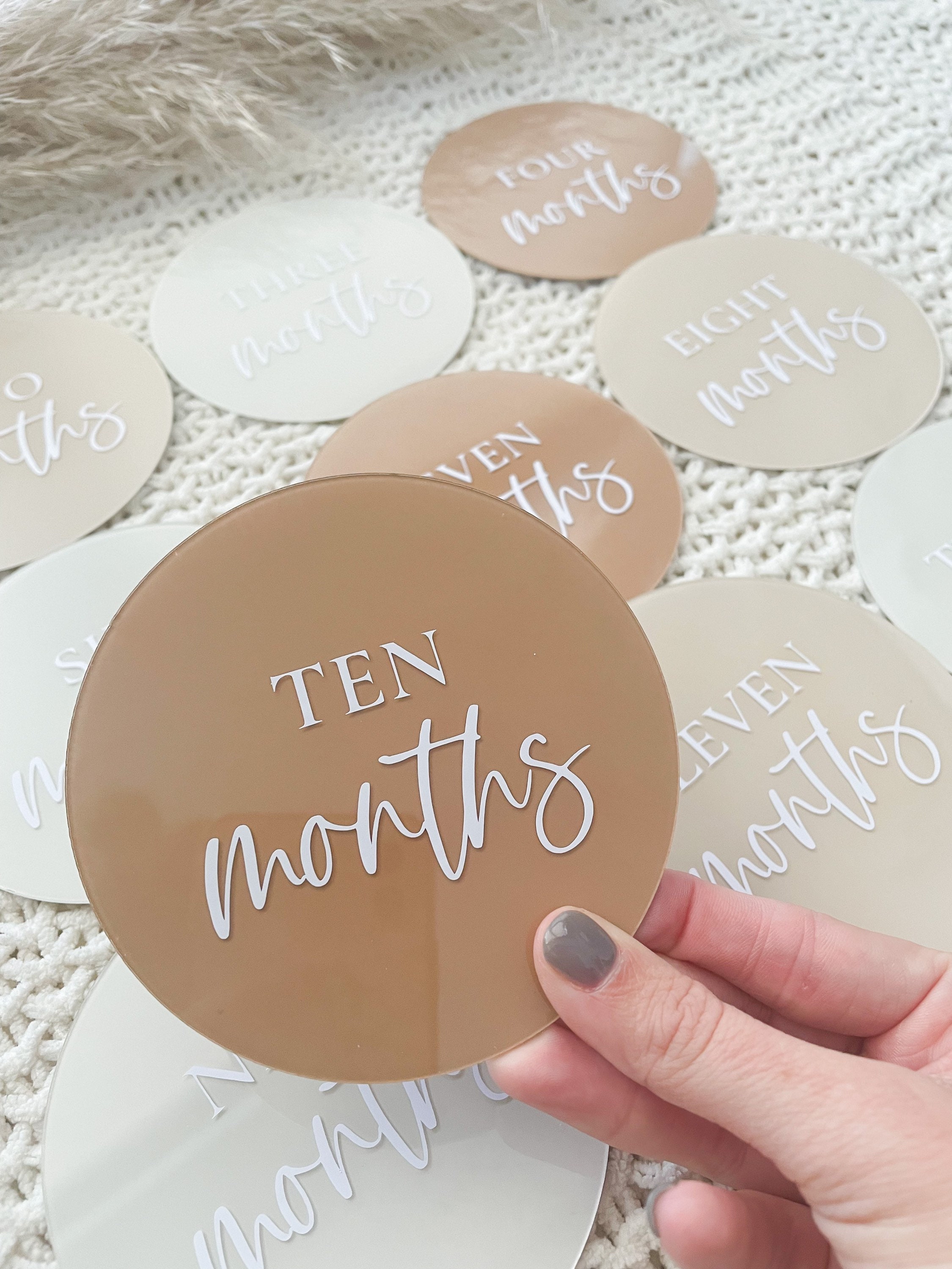 Neutral Acrylic Monthly Baby Milestone Set | Custom 12 Month Set ...