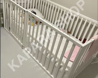 Groot bed met extra bescherming - Platformbed - Toodler Pen - Massief houten bed - Ecovriendelijk meubilair - Peuterbed - Kindercadeau