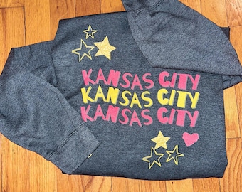 Kansas City Sweatshirt: Scrapbook Letter KC Pride Crewneck